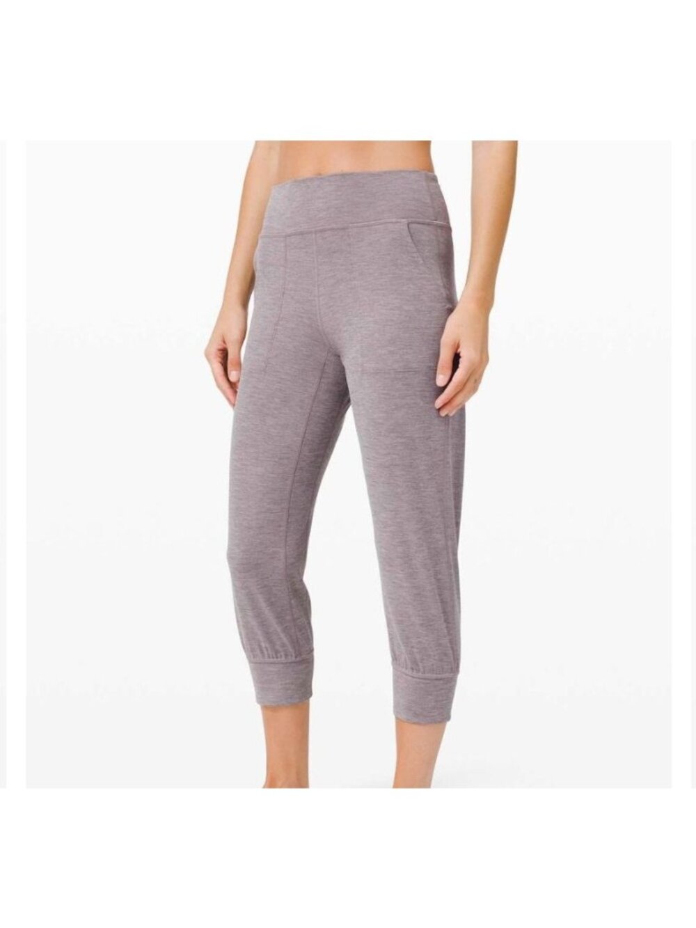 Lululemon Align HR Cropped Jogger 6 Heathered Lunar Rock Nulu Sweatpants EUC